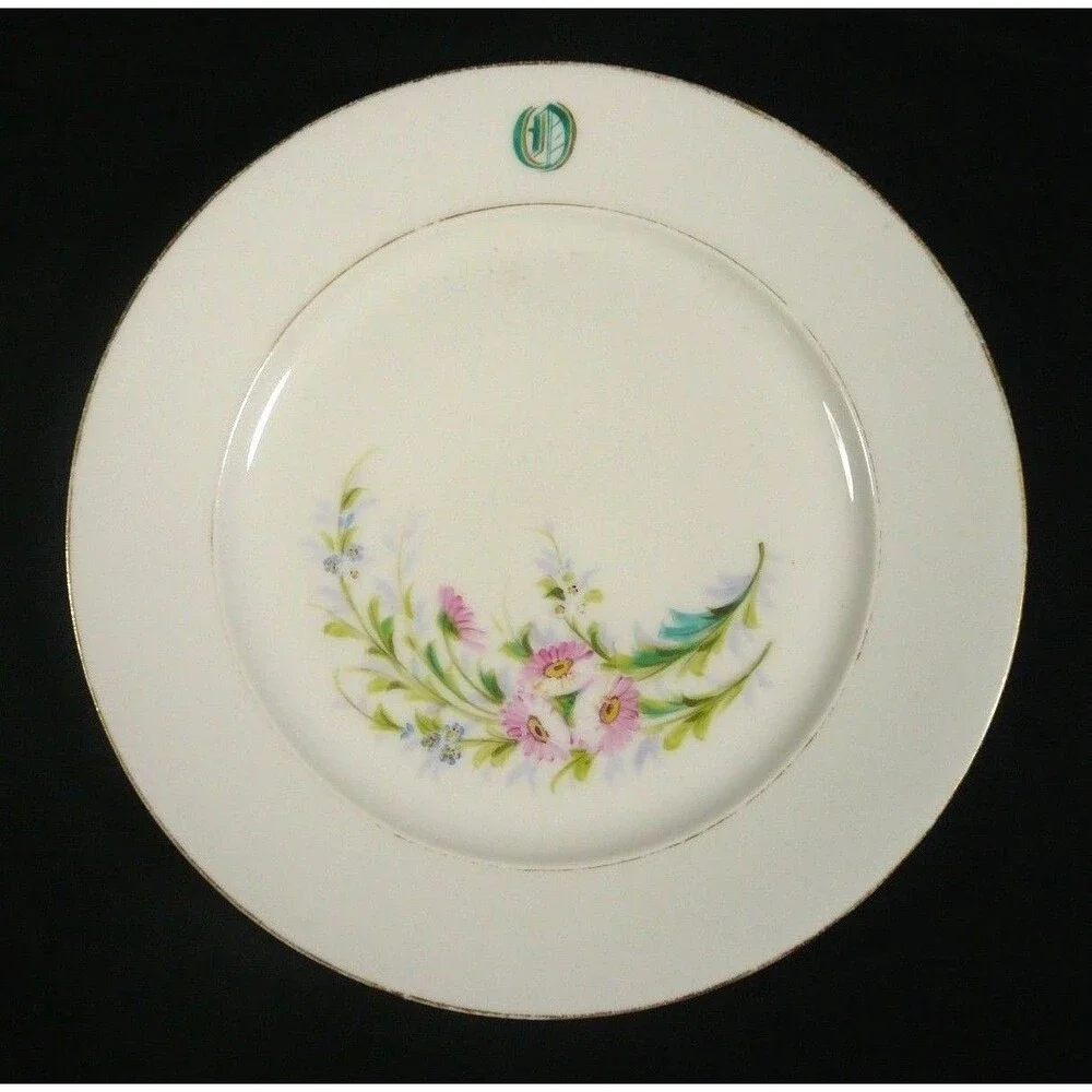 Antique CFH Haviland 9.5 Plate Factory Decorated Hand Painted Gold Trim Mono 